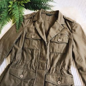 Eddie Bauer Olive Green Utility Military Jacket